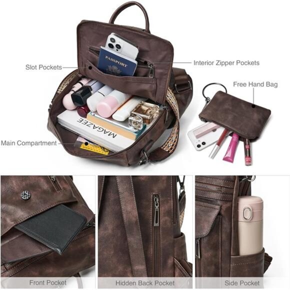 Backpack Purse for Women Fashion Leather Backpack Purse Designer Travel Backpack